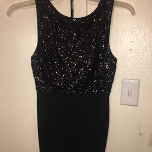 Black Sequins Top Dress